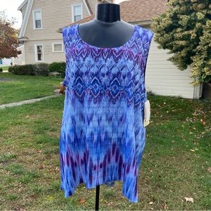 One world live and let live NWT tank top tribal print flowy lace back